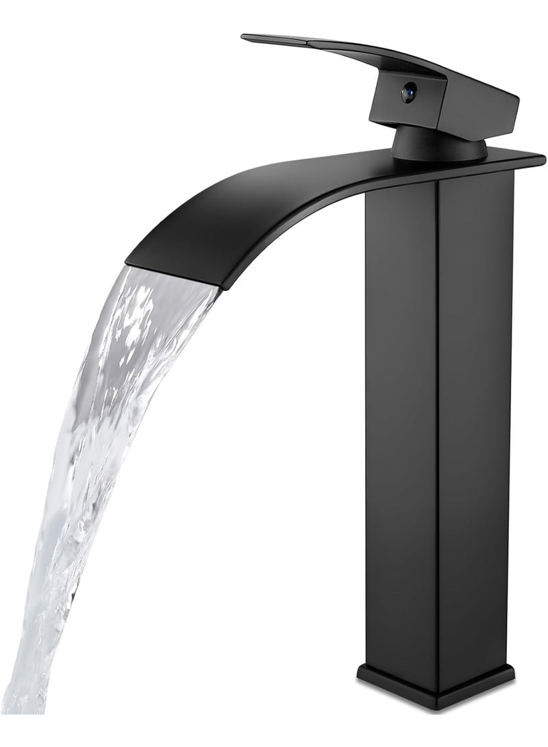 واي دي صنبور حوض حمام عصري بتصميم شلال، بمقبض واحد، يُثبت على سطح الحوض، مزود بفوهة عريضة، يوفر تدفقًا سلسًا للمياه، مناسب لأحواض الغسيل والحمامات، سهل التركيب. - Image 1